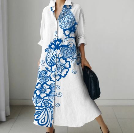Damesjurk Bloemenprint Zomerjurk Vrouwelijk Model