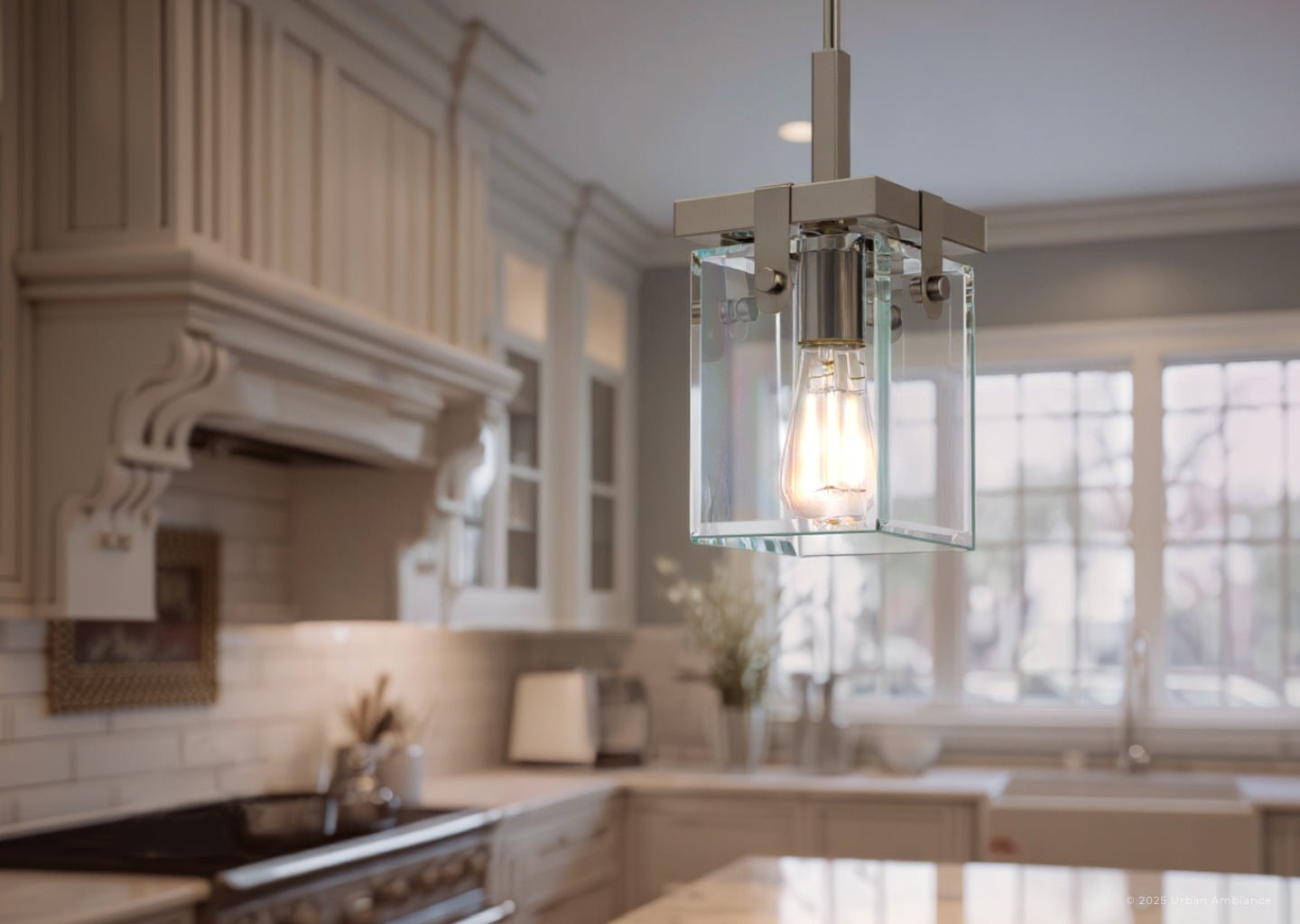 Hanglamp Cube Glas Nikkel 30cm Modern Industrieel E26