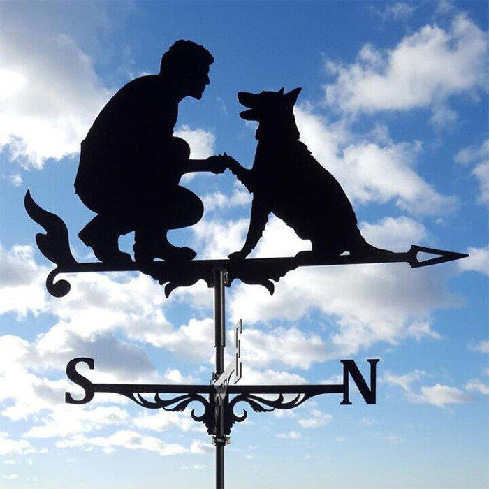 Windwijzer Tuin RVS Draaiend Decoratief Weervaan Silhouet Tuindecoratie Weerbestendig Buiten