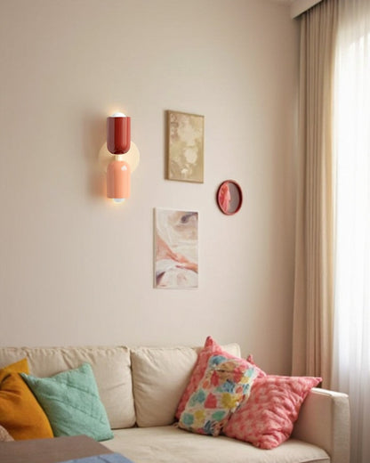 Dubbele Wandlamp met Ronde Lampenkappen – Modern Design in Groen, Beige, Rood of Roze – Sfeerverlichting voor Slaapkamer, Woonkamer en Hal