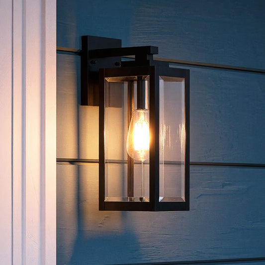 Buitenlamp Wandlamp Zwart Staal Glas 36cm Modern Farmhouse Waterdicht
