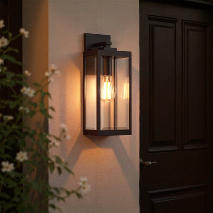 Buitenlamp Wandlamp Zwart Staal Glas 43cm Modern Farmhouse Waterdicht