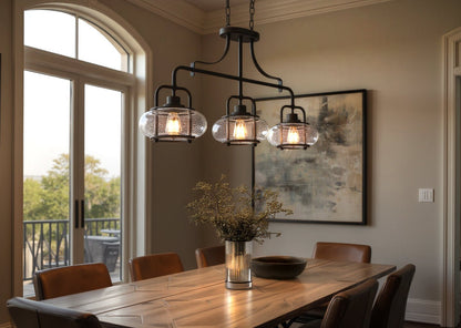 Kroonluchter Donker Brons Met Glasbollen 3 Lichts 96cm