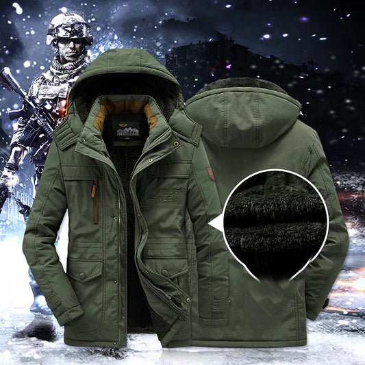 Gewatteerde Winterparka Jas – Warme Geïsoleerde Winterjas voor Heren met Capuchon en Pelzbesatz