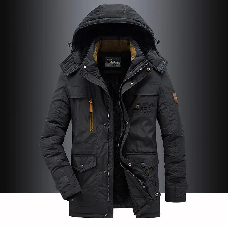 Gewatteerde Winterparka Jas – Warme Geïsoleerde Winterjas voor Heren met Capuchon en Pelzbesatz