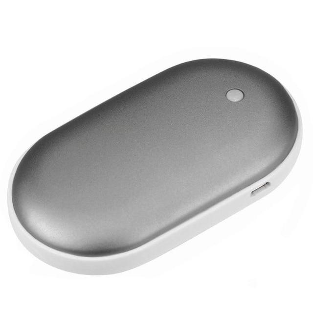 Oplaadbare Handwarmer met Powerbank 5200mAh Zilver Goud Roségoud Blauw Dubbele Verwarming 3 Temperatuurstanden USB-C Compact Zakformaat Outdoor Winter Cadeau