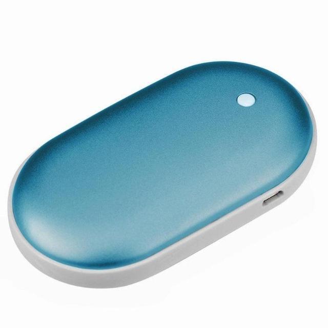 Oplaadbare Handwarmer met Powerbank 5200mAh Zilver Goud Roségoud Blauw Dubbele Verwarming 3 Temperatuurstanden USB-C Compact Zakformaat Outdoor Winter Cadeau