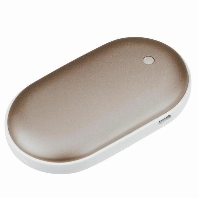 Oplaadbare Handwarmer met Powerbank 5200mAh Zilver Goud Roségoud Blauw Dubbele Verwarming 3 Temperatuurstanden USB-C Compact Zakformaat Outdoor Winter Cadeau