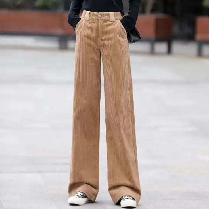 Corduroy Broek Hoge Taille Casual Damesbroek