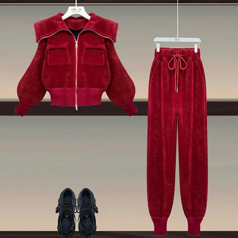 Corduroy Broek Set met Polo Shirt voor Heren