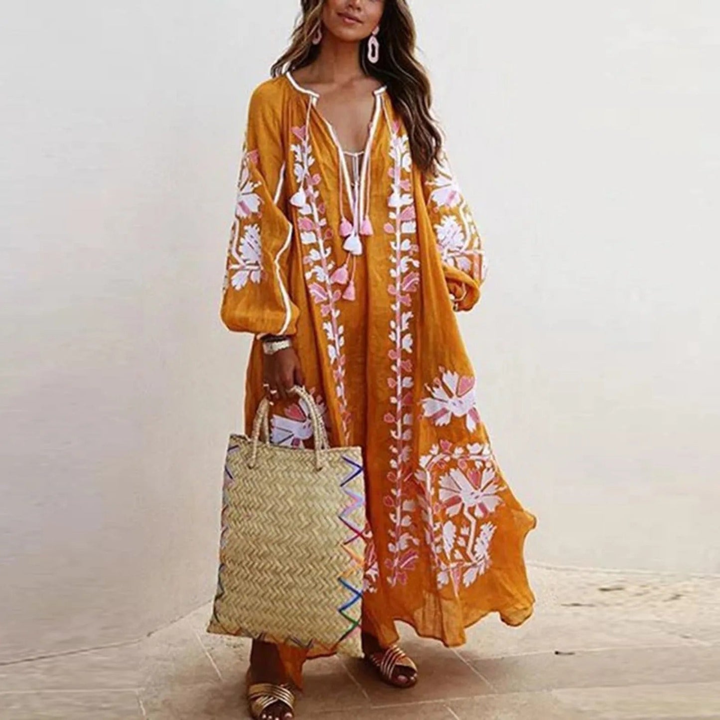 Oversized Jurk met Bloemenvintage Print - StudioMarella