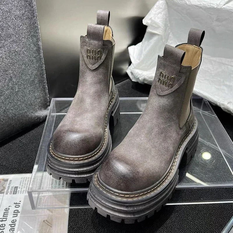 Vrouwen Laarzen Zwart Stevig Chunky Platform Schoenen