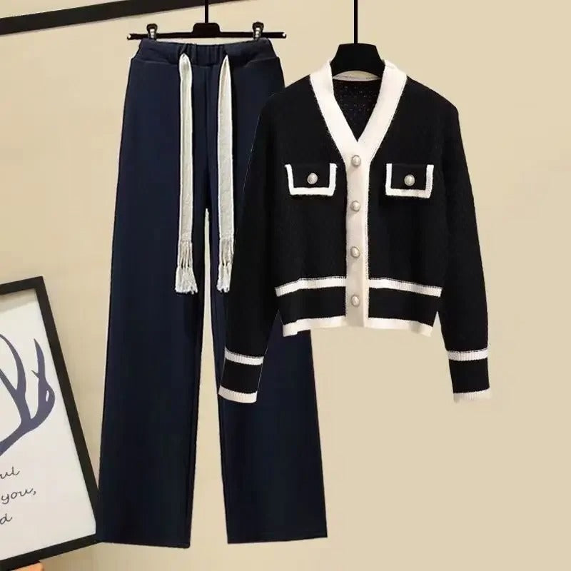 Gebreide Trui en Wijde Broek Set voor Vrouwen - StudioMarella