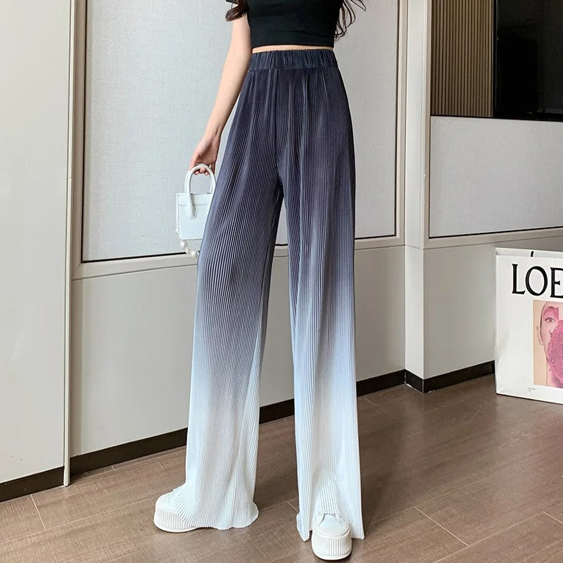 Wijde Broek met Kleurverloop Geribbeld Recht Model