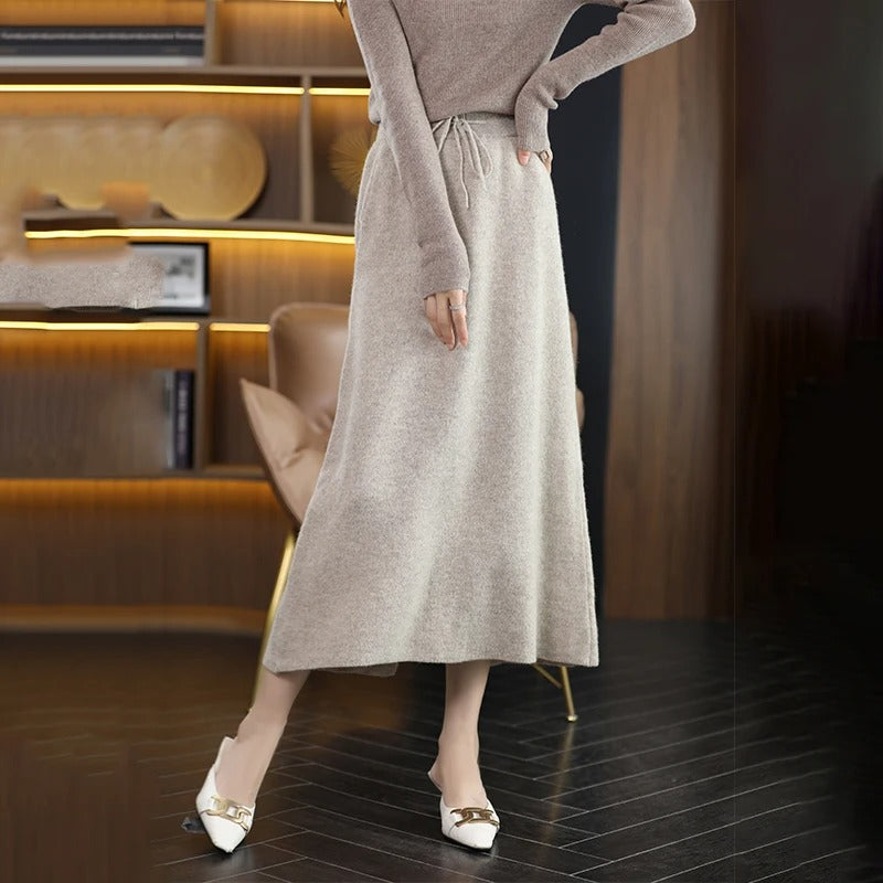 Damen Winterrok Wol Warm Strak A-lijn Model