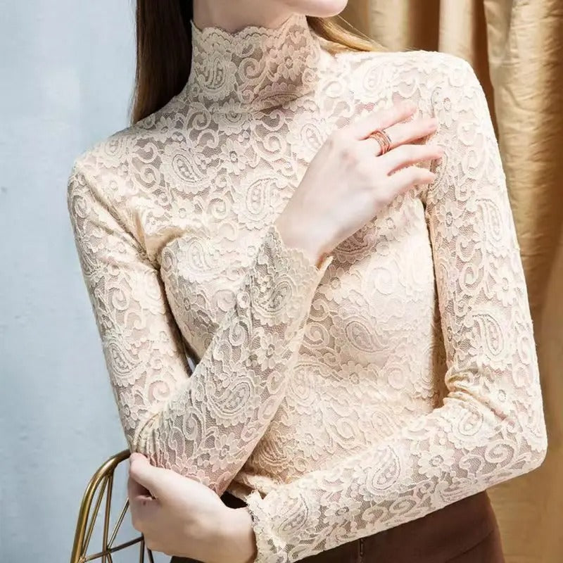 Vrouwelijke Top Lange Mouwen Kanten Elegant - StudioMarella