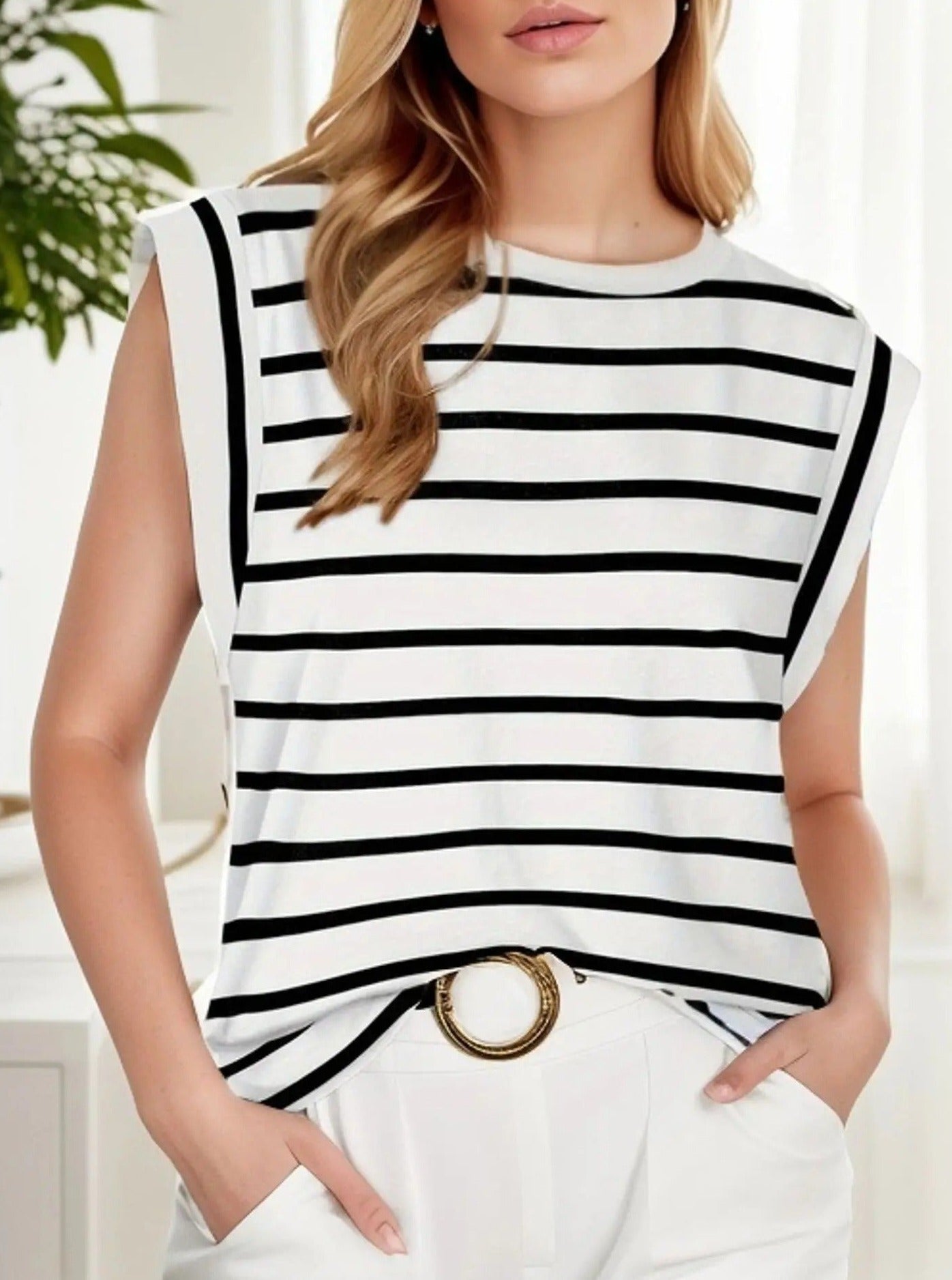 Dames T-shirt Gestreept Theodore Stijl → Theodore Dames T-shirt Gestreepte Klassieke Stijl - StudioMarella