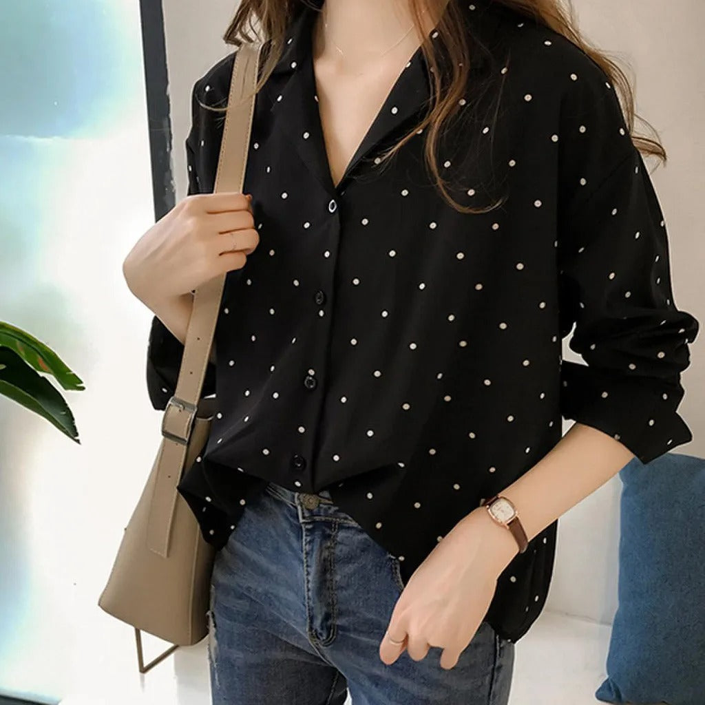 Vrouwelijke Blouse met Lange Mouwen en Stippenpatroon - StudioMarella