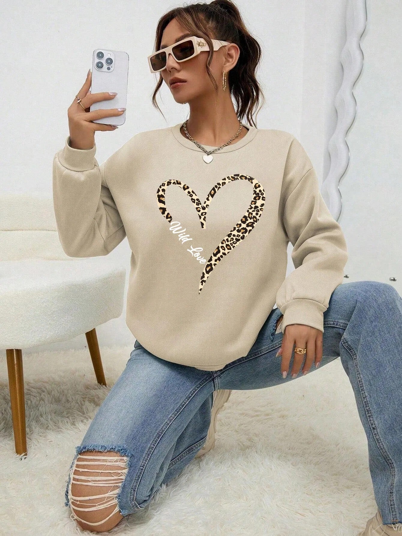 Luipaard Sweatshirt Wild Hart Dierenprint