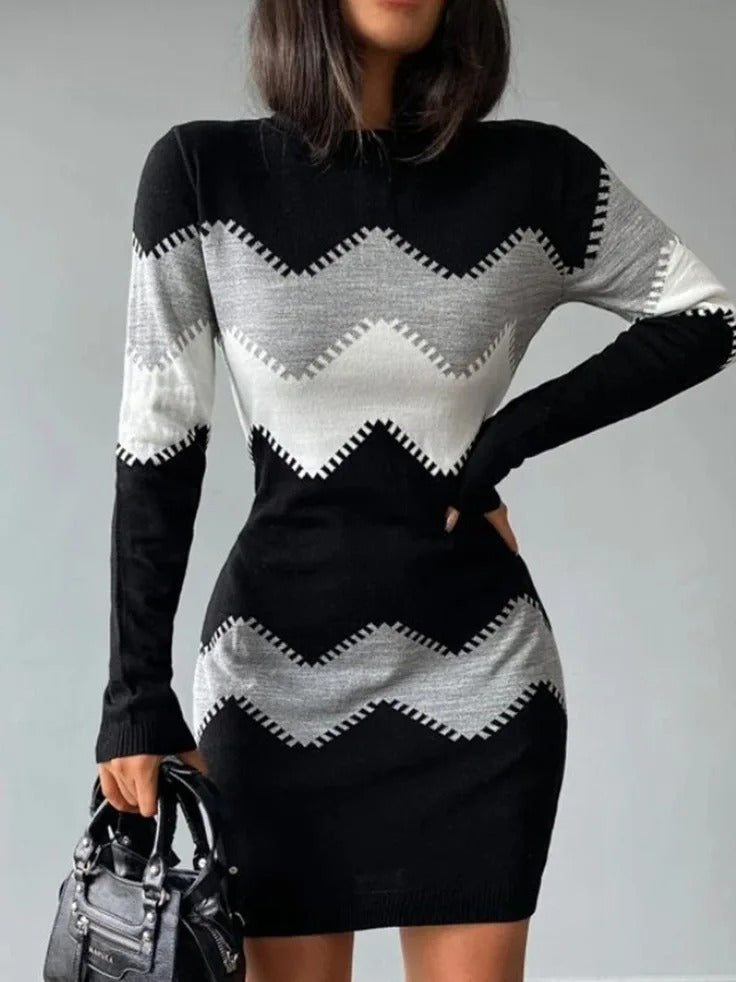 Jurk Mini Gebreid met Leuke Dierenprint