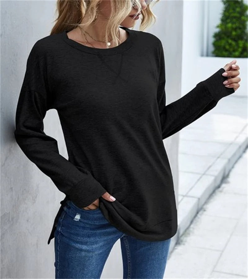 Dames Shirt Lange Mouwen Ronde Hals Casual Stijl