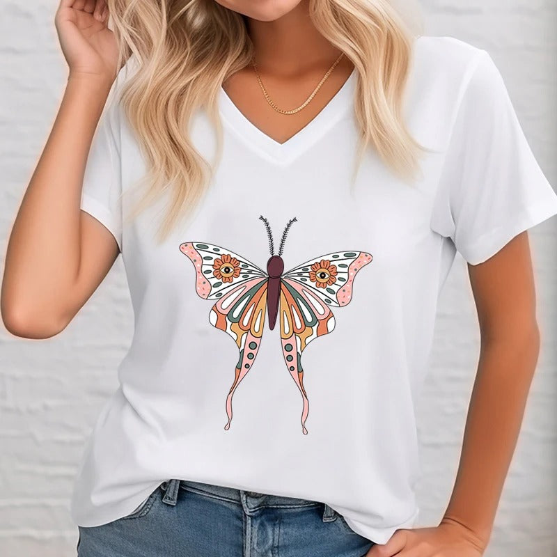 V-hals T-shirt Bedrukt met Grappig Ontwerp - StudioMarella