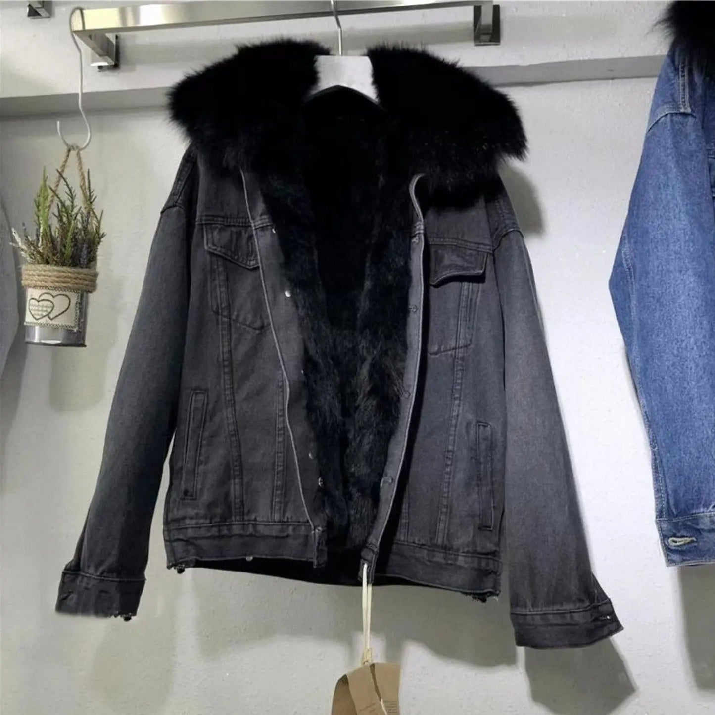 Dames Blauwe Spijkerjas Klassieke Stijl