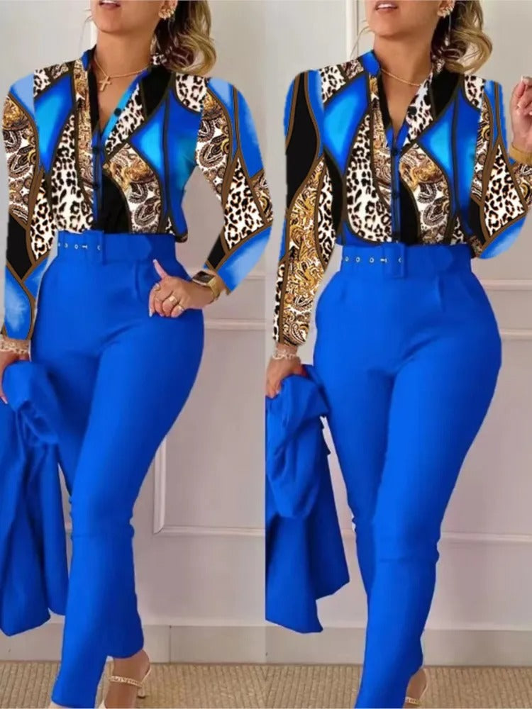 Dames Pyjama Set Lange Mouwen Broek V-Hals Comfortabel
