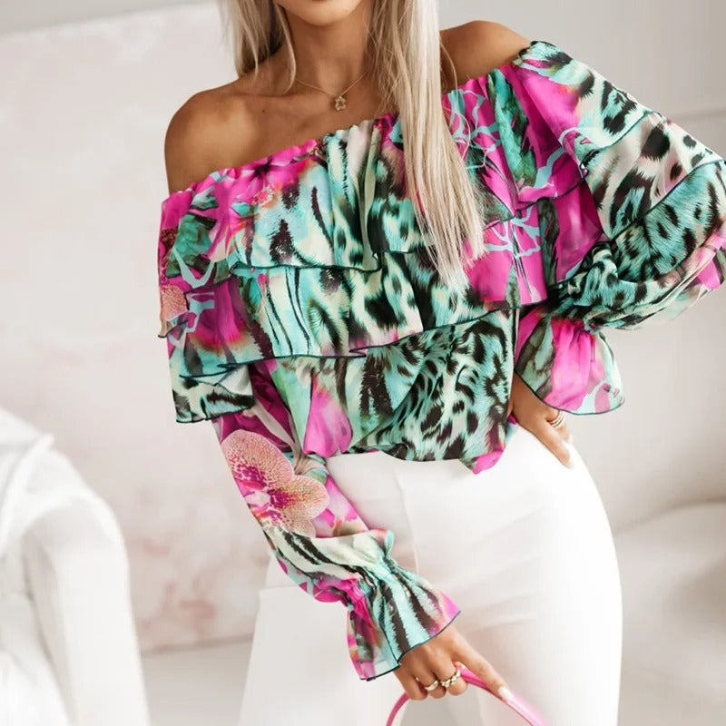 Vrouwelijke Top met Bloemenprint Elegante Stijl