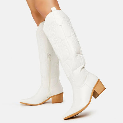 Dames Cowboylaarzen Kniehoog met Blokhak Western Stijl