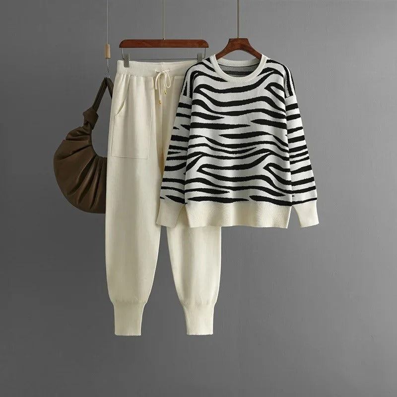 Kindertrui en Broek Set met Dierenprint Gebreid