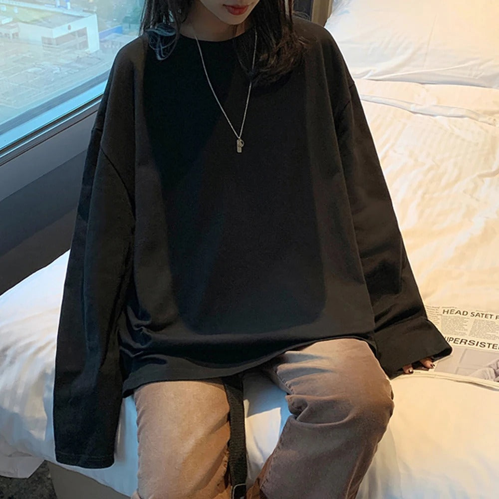 Dames Oversized Katoen Shirt Lange Mouw Casual