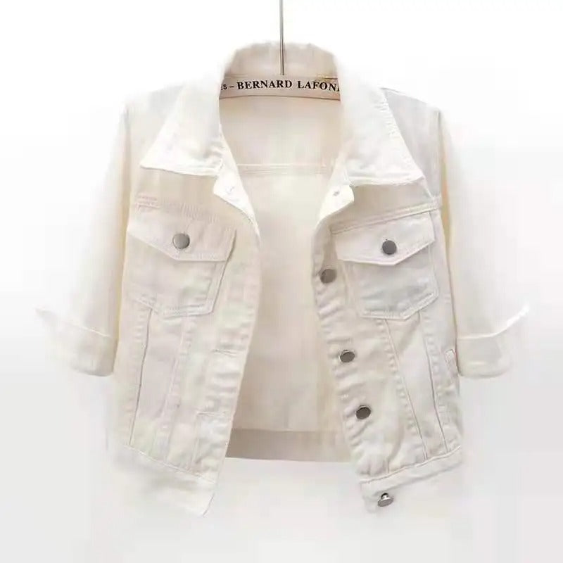 Dames Kort Spijkerjasje Trendy Design