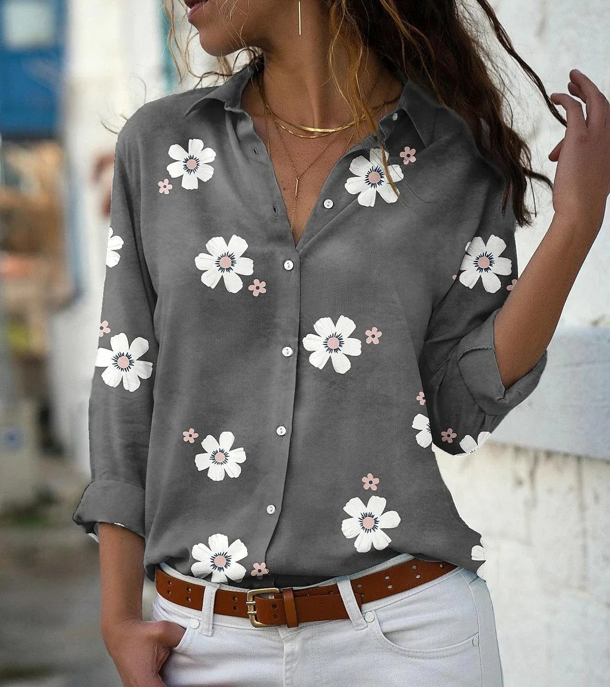 Vrouwelijke Bloes Bloemenprint Zomerse Stijl
