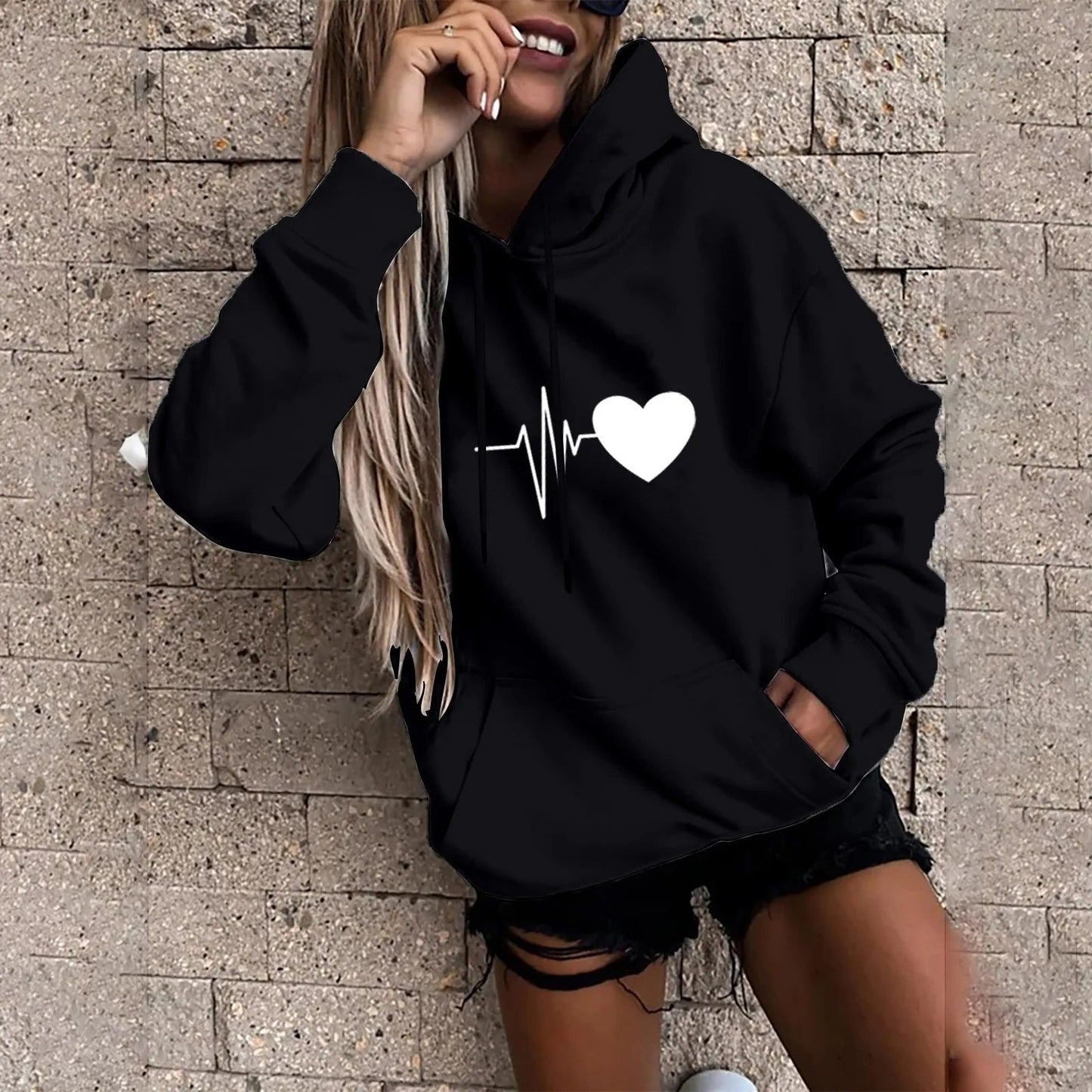 Vrouwelijke Hoodie met Leuke Print Grappig Design → Vrouwelijke Hoodie Leuke Print Grappig Ontwerp