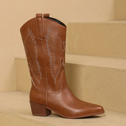 Western Laarzen Leer Geborduurd Cowboy Stijl - StudioMarella