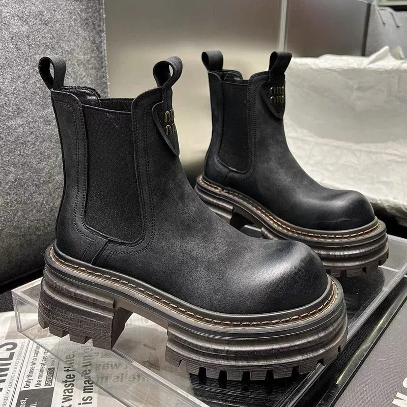 Vrouwen Laarzen Zwart Stevig Chunky Platform Schoenen