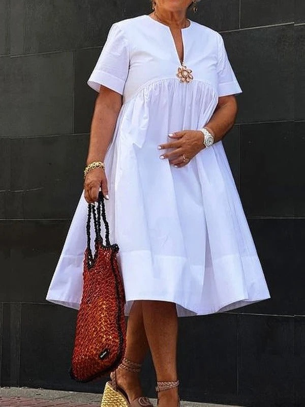 Zomerjurk Korte Mouwen Geplooide Rok Jurk voor Vrouw - StudioMarella