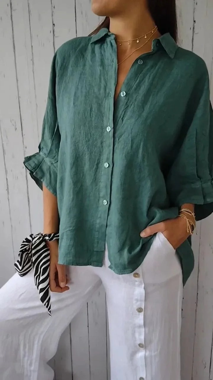 Casual Vrouwen Blouse van Katoen en Linnen