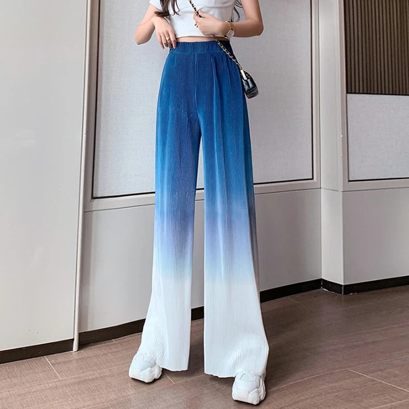 Wijde Broek met Kleurverloop Geribbeld Recht Model - StudioMarella
