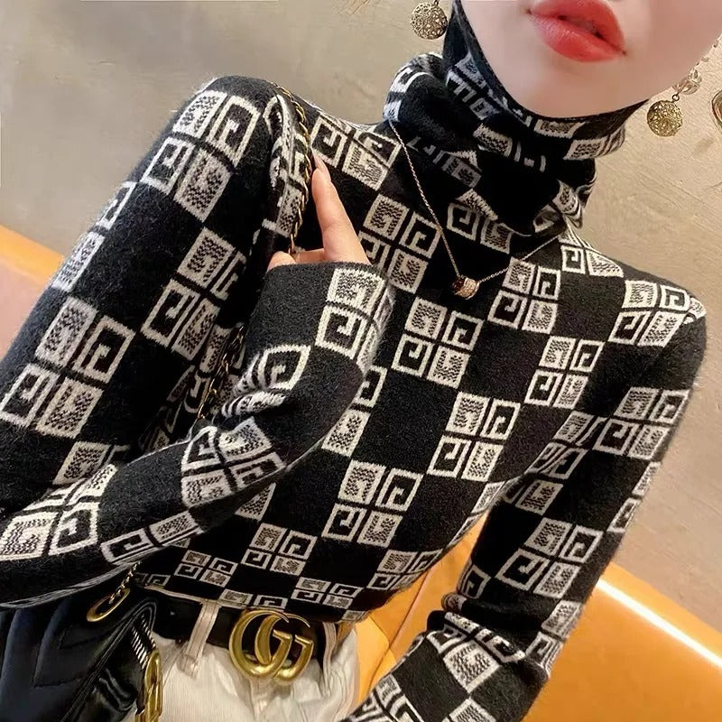 Vrouwelijke Coltrui Zwart Elegante Stijl