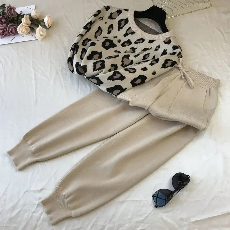 Luipaard Trui en Broek Set voor Vrouwen