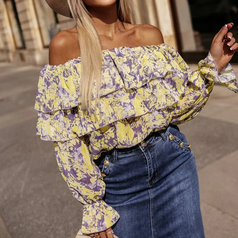 Vrouwelijke Top met Bloemenprint Elegante Stijl