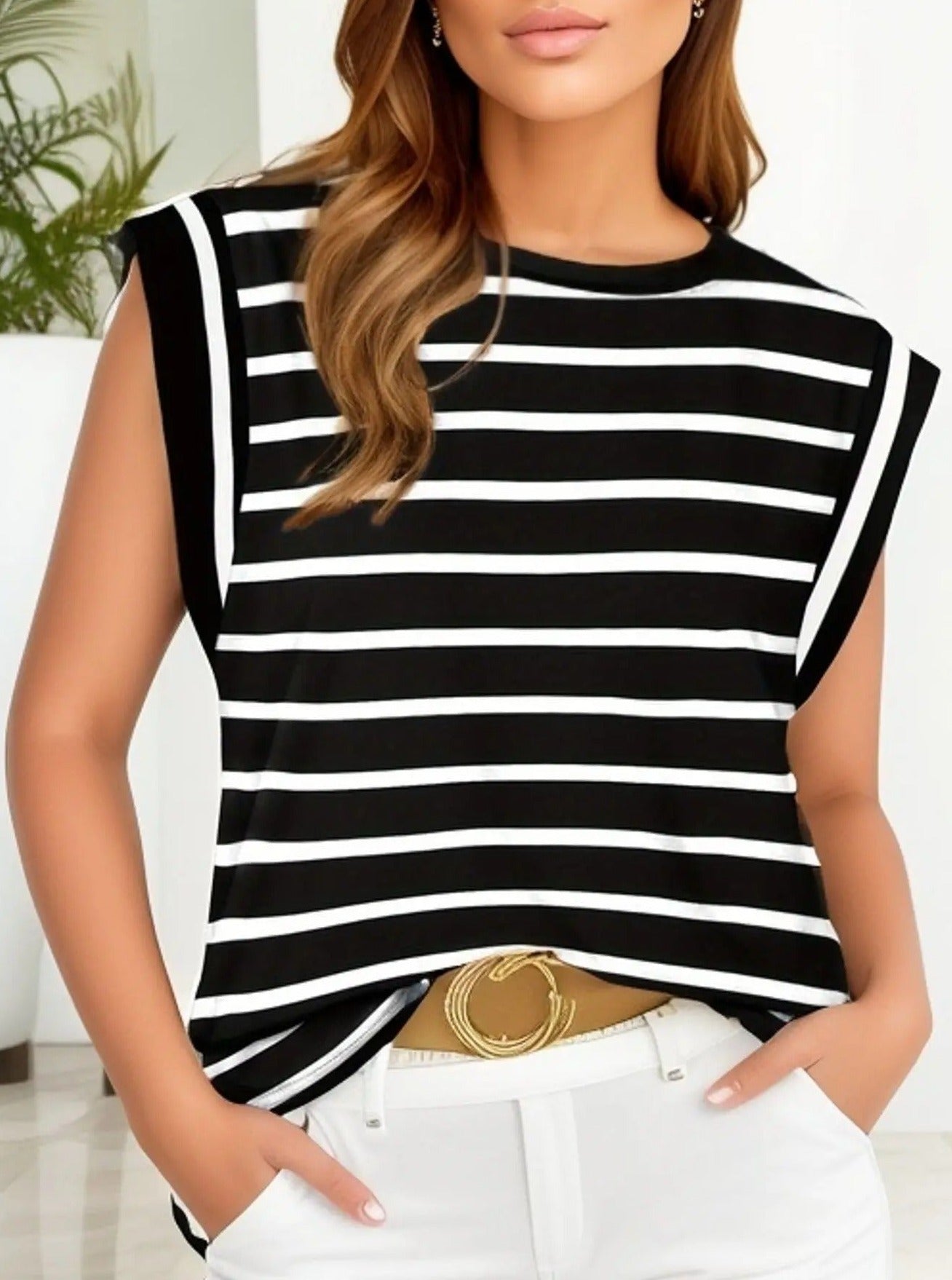 Dames T-shirt Gestreept Theodore Stijl → Theodore Dames T-shirt Gestreepte Klassieke Stijl
