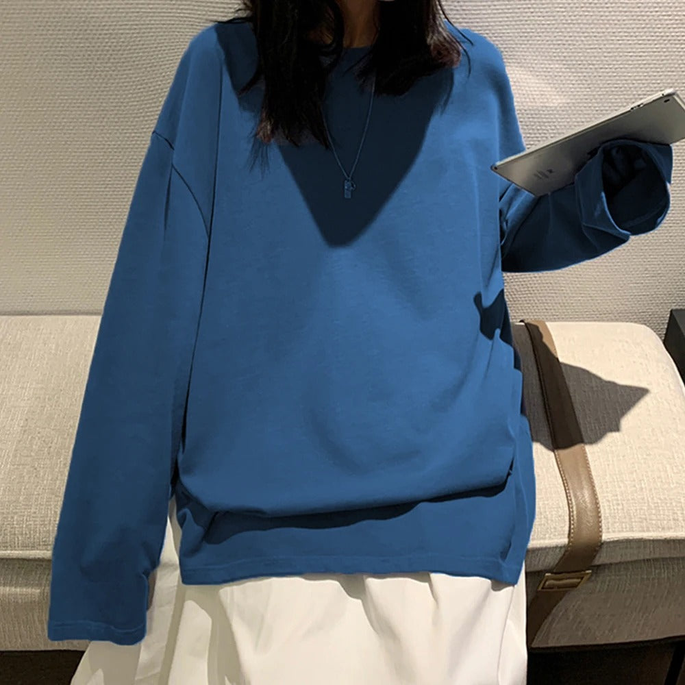 Dames Oversized Katoen Shirt Lange Mouw Casual