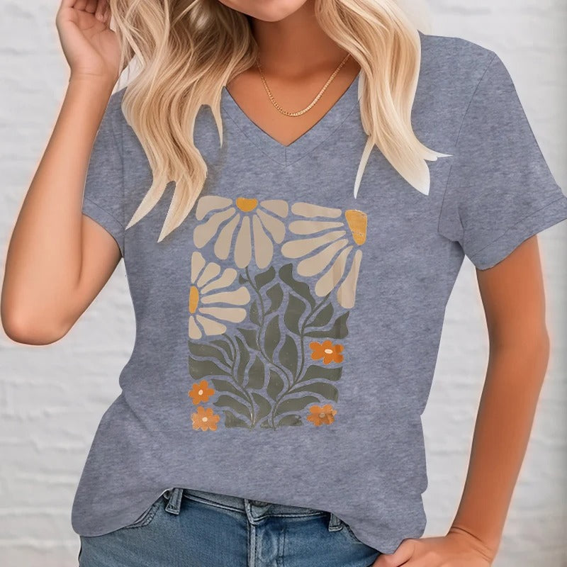 Vrouwelijke Bloemen Shirt met Retro Print