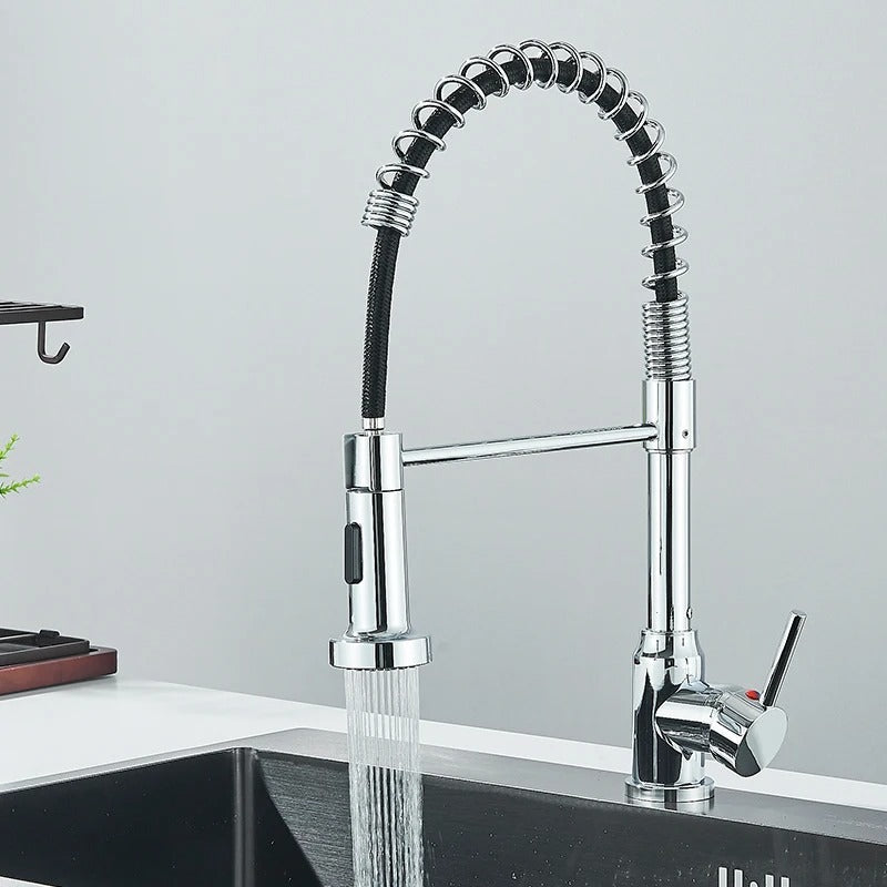 Keukenkraan Uittrekbare Handdouche Messing 360° Draaibaar Geborsteld Modern Keuken