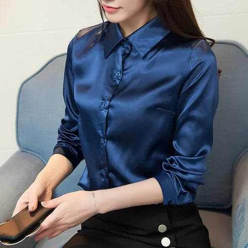 Vrouwen Blouse van Zijde Met Satijn Effect