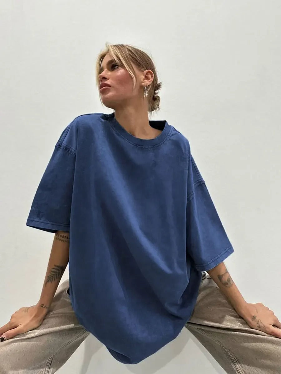 Dames T-shirt Katoen Retro Look Casual