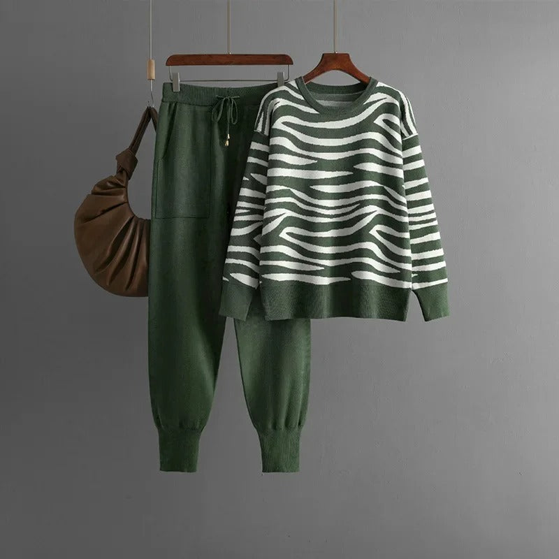 Kindertrui en Broek Set met Dierenprint Gebreid